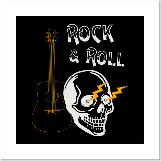 Skull Rocker Rock & Roll Guitar Musician Wall Art by Foxxy Merch